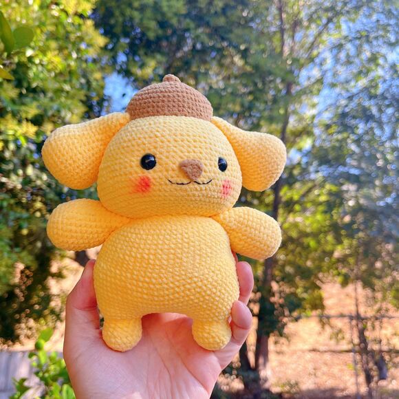 Sanrio Pompompurin Detective Plush | Kawaii Crochet Dog | Amigurumi Yellow Puppy - Picture 1 of 11
